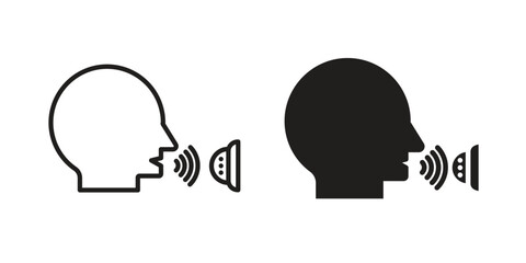 Voice control icon Black and White Vector Graphic