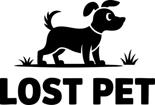 Lost Pet Sign with Silhouette Dog