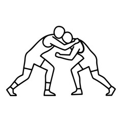 Icon of two wrestlers engaged in Greco-Roman wrestling