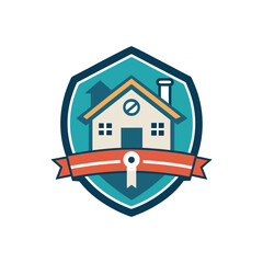 Elegant realtor badge with house, key, and ribbon design for real estate agents, property marketing, and home sales branding