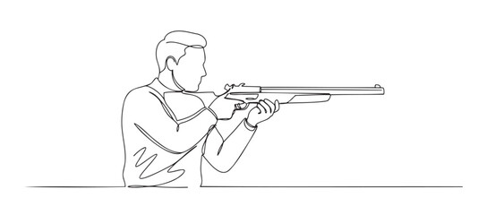 Outline of a shooter aiming with a rifle, representing shooting sport