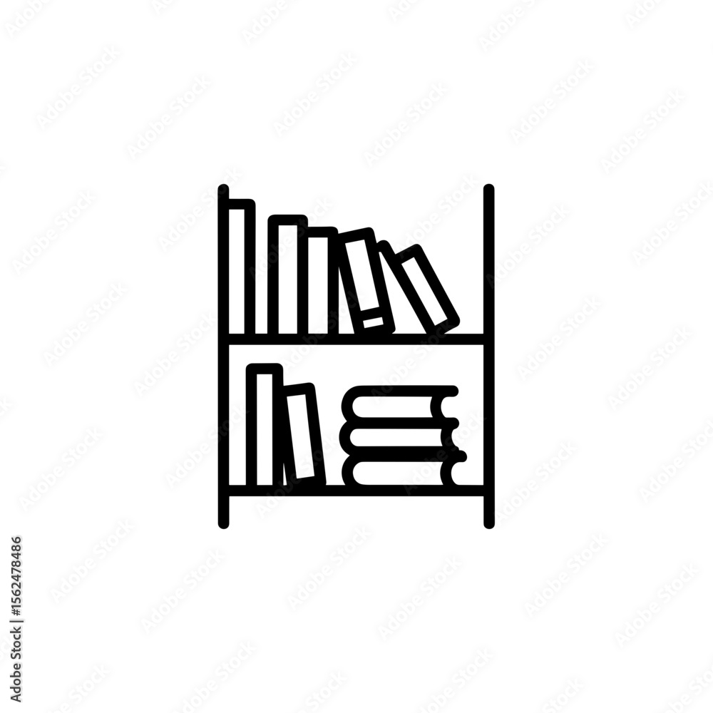 Poster minimalistic bookshelf design with books on transparent background