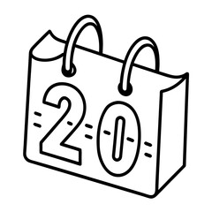 Vector Calendar Graphic – Date 20 Emphasis