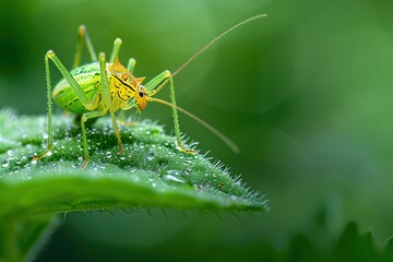 Fototapeta premium A small aphid on a green plant