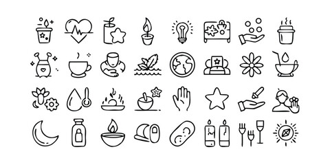Collection of Spa Wellness and Beauty Doodle Icons