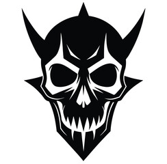 Stylized Devil Skull Illustration Sharp Shadows, Deadly Design, Vector Graphic