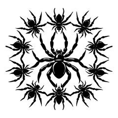 Intricate Spider Silhouette Mandala Eight-Legged Elegance in a Circular Design