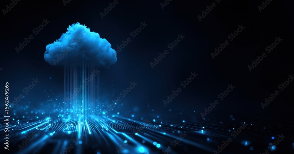 Poster digital blue background with cloud symbol and data technology, innovation concept vector illustratio