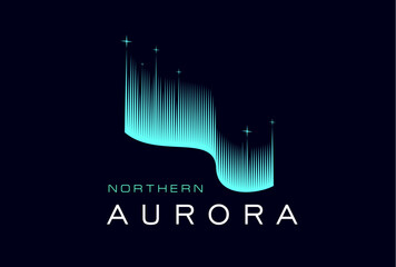 Northern sky aurora borealis wave light icon. Startup company northern borealis wave vector symbol, polar aurora glow sign. Arctic aurora graphic emblem or business brand night sky light abstract icon