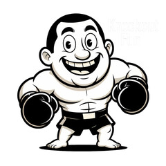 Obraz premium Cartoon character celebrating victory in boxing ring with determined expression and champion belt