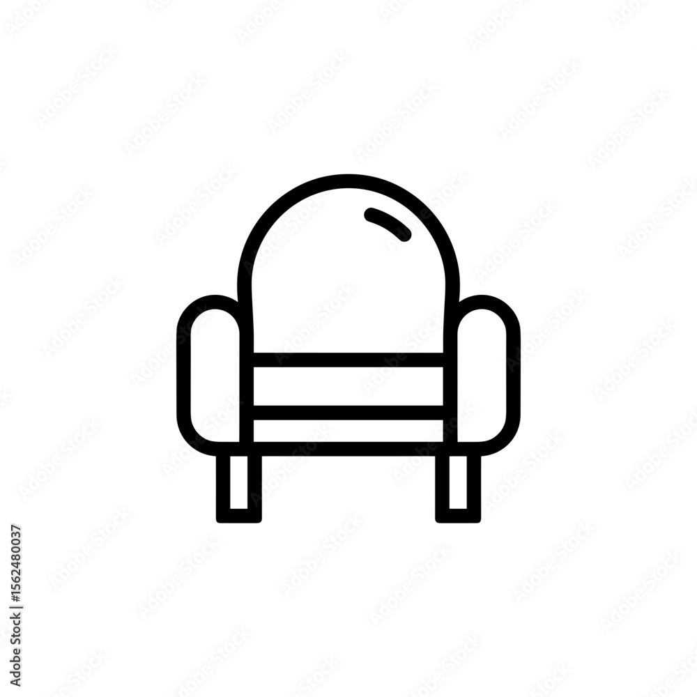 Poster minimalistic armchair design with round backrest on transparent background