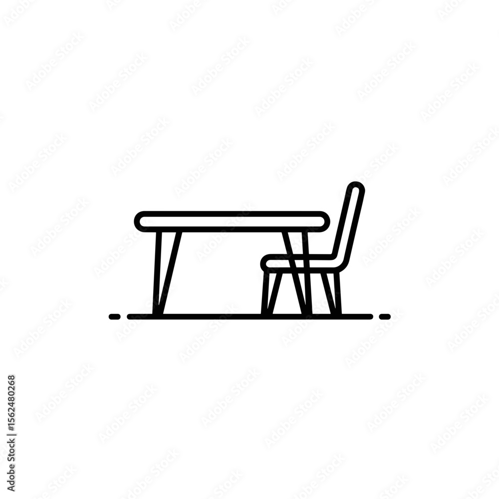 Aufkleber minimalistic table and chair set design on transparent background