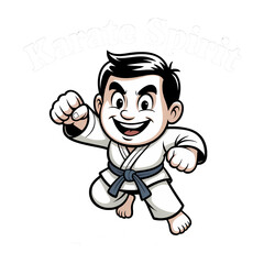 Fototapeta premium Young martial artist practicing karate poses with confidence in a traditional dojo setting