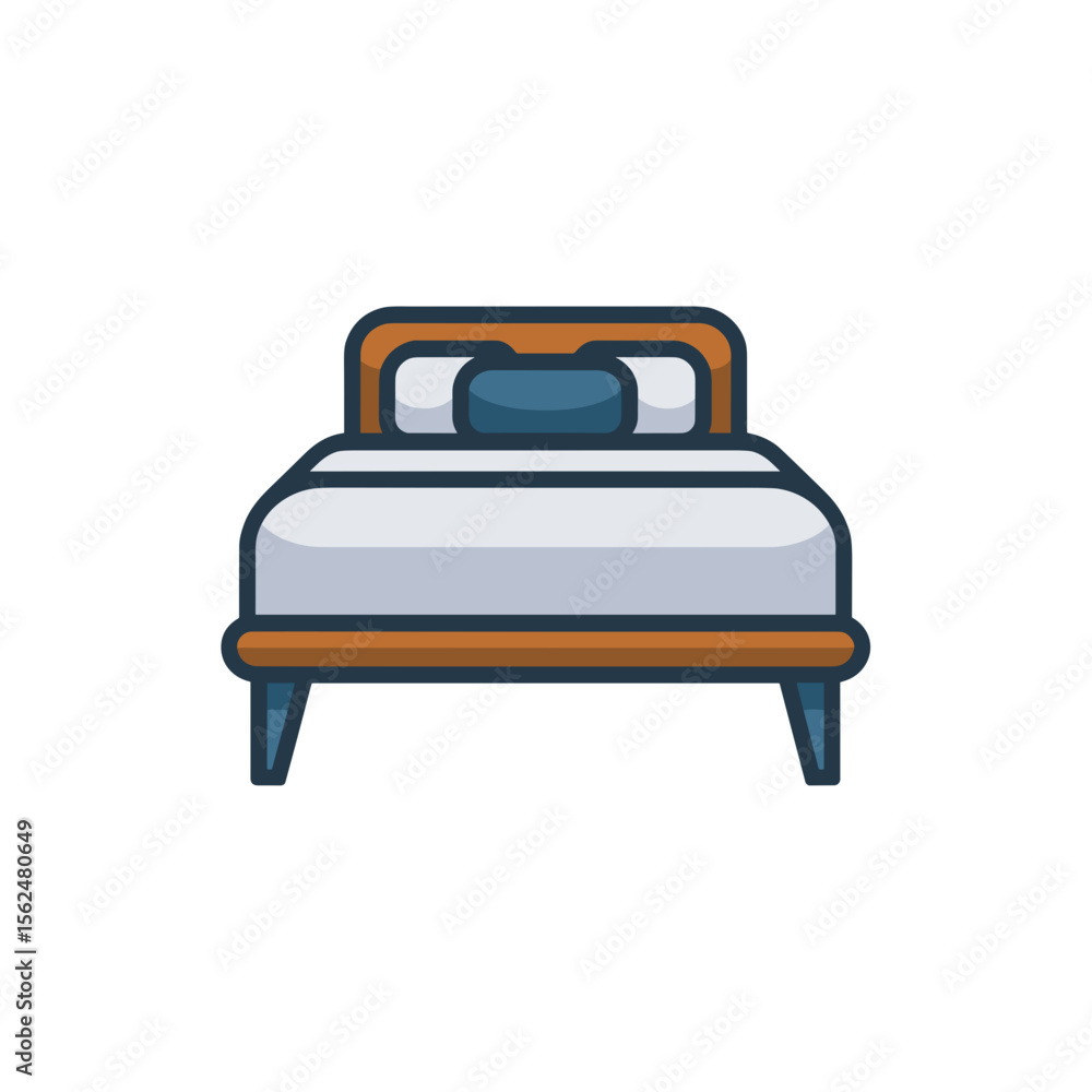 Poster vector illustration of a modern bed design with a minimalist style and soft colors with a transparen