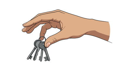 Vector illustration of hand holding keys: symbol of ownership and security