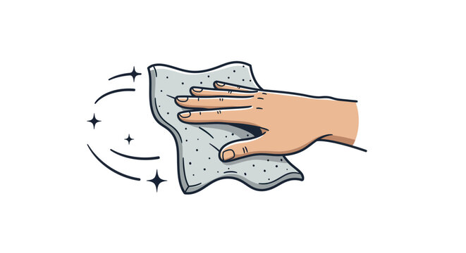 hand cleaning with gray cloth, action clip art preview