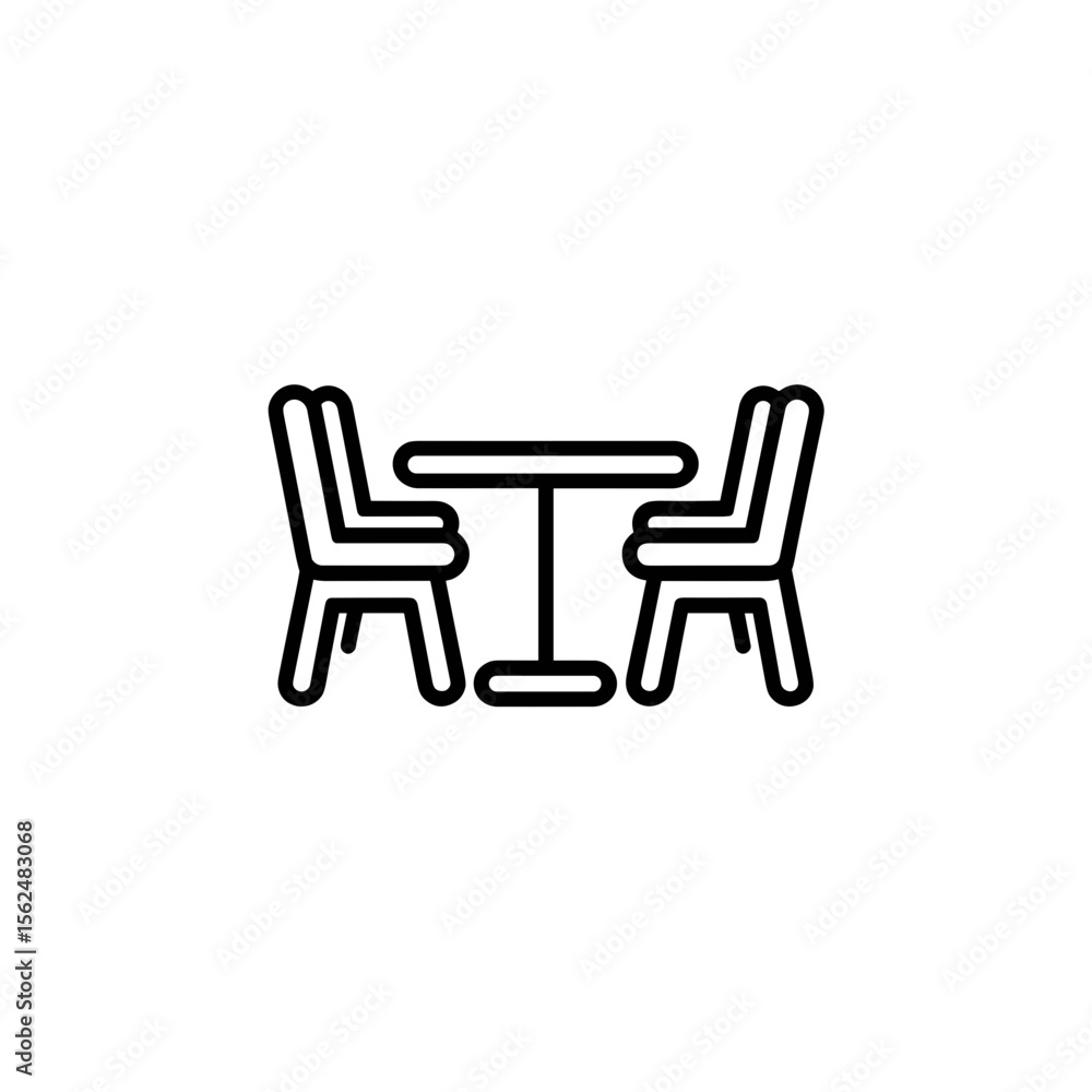 Poster minimalistic table and chairs set design on transparent background