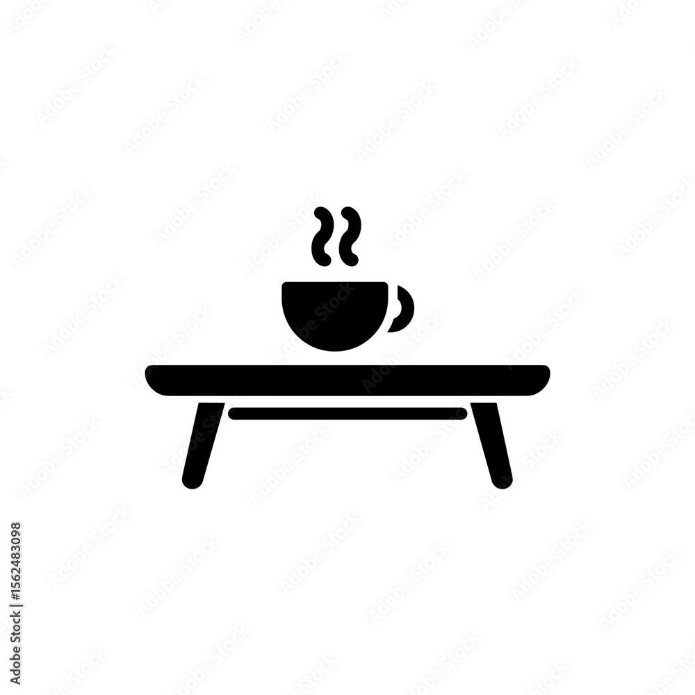 Aufkleber minimalistic coffee table design with steaming cup on transparent background