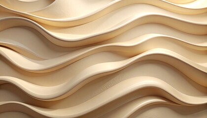 Obraz premium 3D Carved Organic Lines Surface in Sandy Beige
