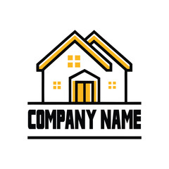 Elegant Bold Serif Company Logo with Minimal Home Outline. Real Estate, Architecture, Construction, Branding, and Corporate Identity Vector Design