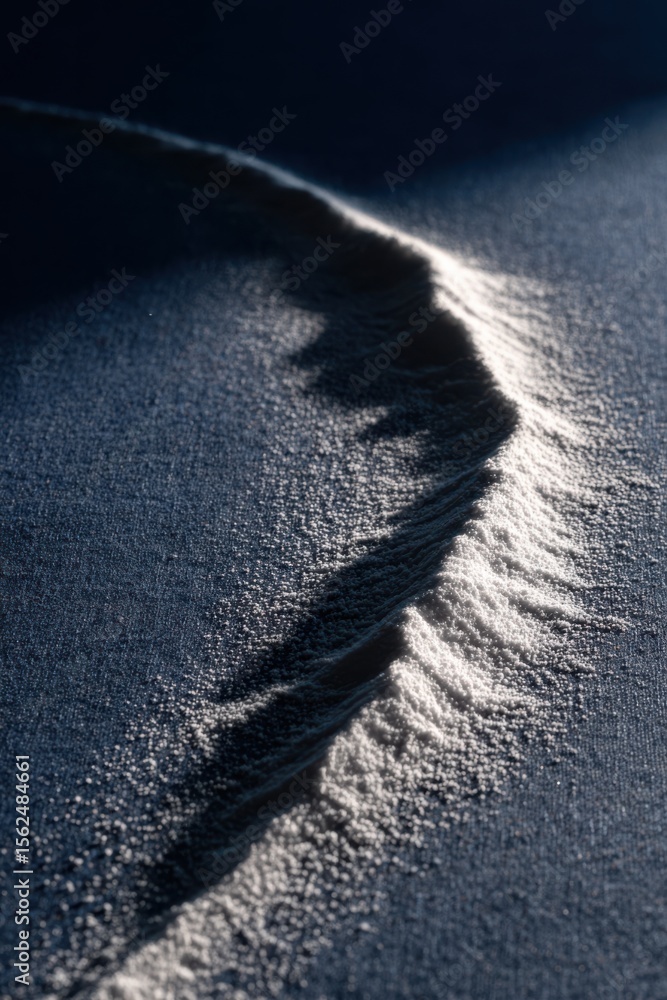 Poster flour trail captured in the gentle shadows of textured fabric showcasing a blend of simplicity and e