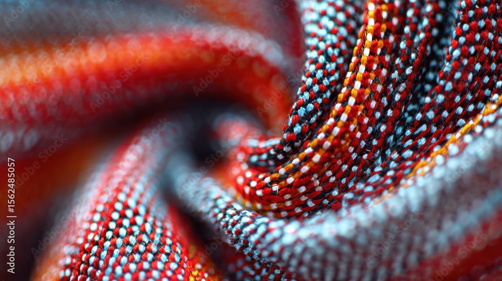 Aufkleber exploring intricate fabric textures created by decorative twist ties under macro lens, revealing vib