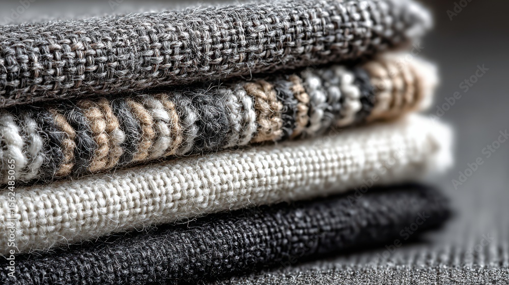 Poster layers of textured fabric showcasing intricate weaves and colors for a tactile visual experience in 