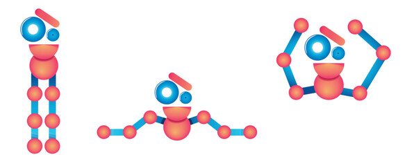 Little Robot in 3 positions that can be used for a logo