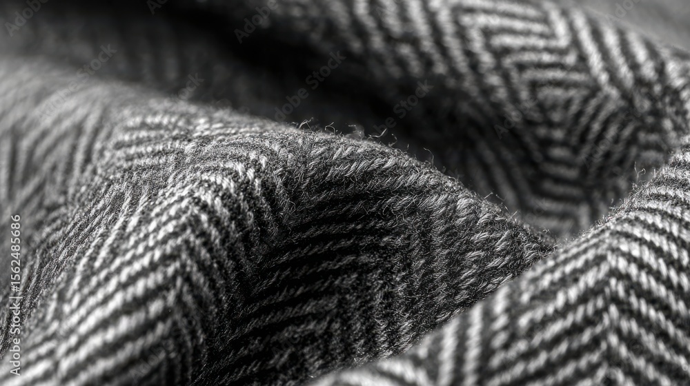 Aufkleber beautiful close-up of herringbone fabric texture in monochrome showcasing intricate weaves and depth