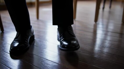 Professional shoes under desk: businessman?s subtle movements in office environment