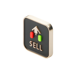 3d financial sell signal icon isolated on a transparent background