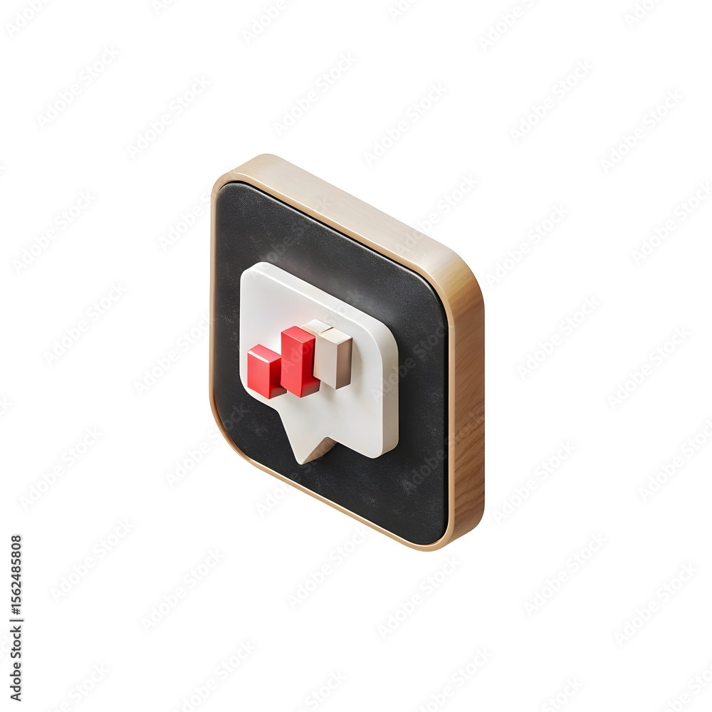 Poster 3d speech bubble with bar chart isolated on a transparent background