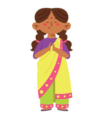 Indian Girl Greeting Illustration
