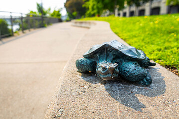 Turtles sculptures at First Bridge park in Minneapolis