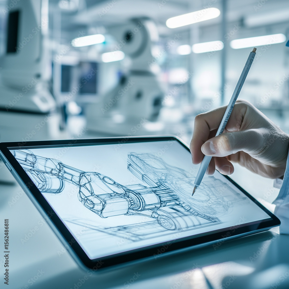 Poster a computer engineer draws a robot.