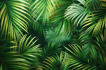 Branch palm realistic. Leaves and branches of palm trees. Tropical leaf background. Green foliage, tropic leaves pattern. vector illustration