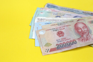 Vietnamese dong banknotes. Money concept