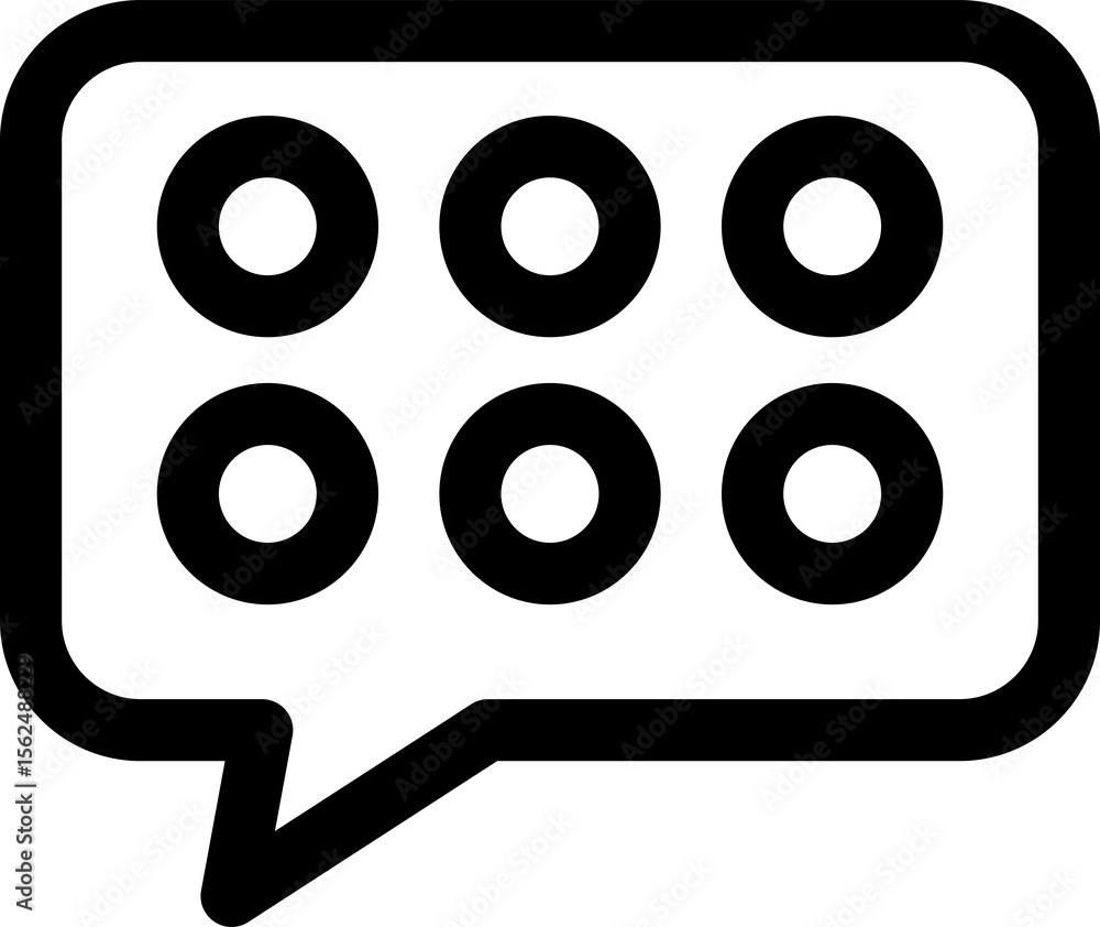 Poster braille speech bubble icon representing communication and accessibility for visually impaired indivi