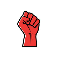 Bold Red Fist Symbolizing Power, Strength, and Defiance with Black Outline
