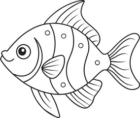 Cartoon archerfish illustration in playful line art perfect for books or underwater themes