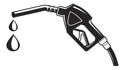 Illustration of a black fuel pump nozzle with two dripping drops on a white background view created with generated ai