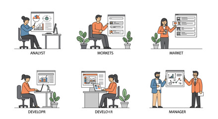 Diverse Business Roles in a Modern Office Setting
