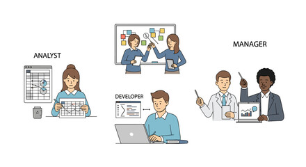 Diverse Team of Business Professionals in Action