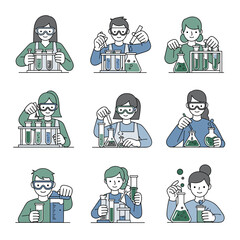 Diverse young scientists conducting experiments with beakers and test tubes in a laboratory setting