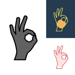 Obraz premium Three Variations of an Okay Hand Gesture Icon