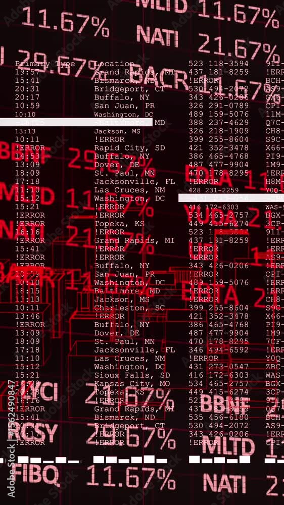 Poster animation of data processing over black background
