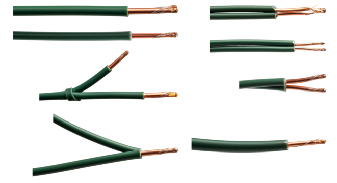 Loose electric wire connections sparking at the tips on transparent background  