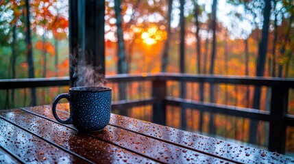 Warm autumn morning on a porch