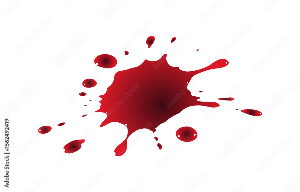 Poster realistic red blood splatter with droplets and stains an abstract representation of a liquid spill i