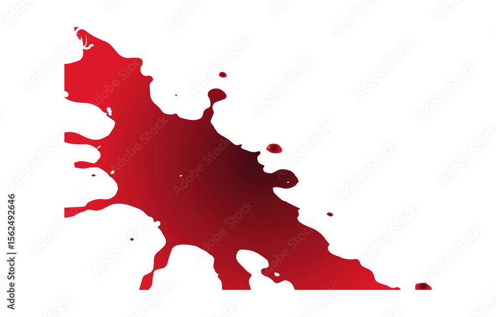 Poster a dynamic splash of deep red liquid resembling blood or paint with a gradient effect isolated on a t